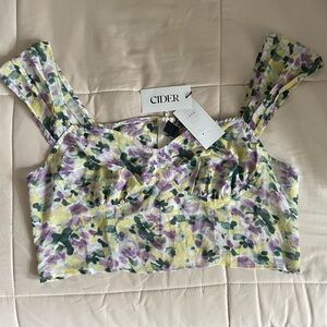 Cider Blue and Purple Crop Tank Top Bustier Style